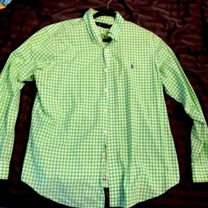 Green and white checkered Ralph Lauren shirt